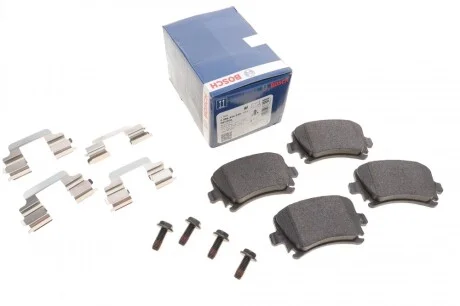 Колодки тормозные (задние) Audi A3/TT/Skoda Octavia/SuperB/VW Golf 03- (с прижимной пластиной) BOSCH 0 986 494 649