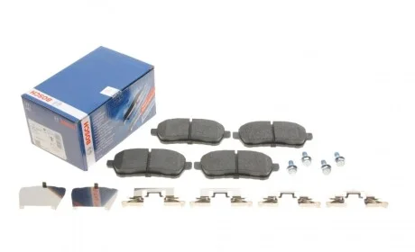 Колодки гальмівні (передні) Ford Fiesta 08-/Mazda 2 07-15 (з прижимною пластиною) BOSCH 0 986 494 652