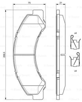Колодки гальмівні дискові (комплект 4 шт) BOSCH 0986494677