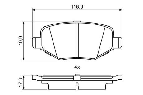 Комплект гальмівних колодок з 4 шт. дисків BOSCH 0986495395