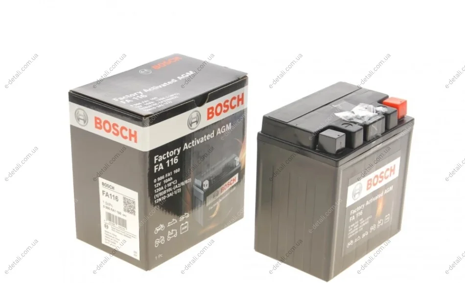 Аккумуляторная батарея 10Ah/120A (133x90x142/+R/B0) (AGM) Factory Activated AGM BOSCH 0 986 FA1 160 (фото 1)