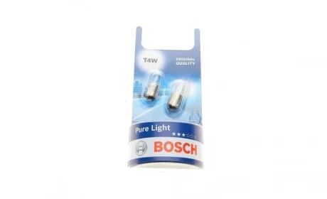 Автолампа T4W 12V 4W BA9s Pure Light (к-кт 2шт) BOSCH 1 987 301 023
