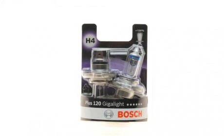 Лампа розжарювання H4 12V 60/55W P43t Plus 120 Gigalight (компл) BOSCH 1 987 301 425