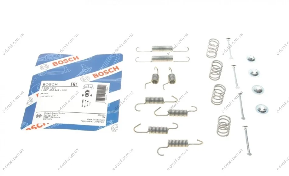 Комплект пружинок колодок ручника Chevrolet Lacetti/Nubira 1.4-2.0D 05- BOSCH 1987475343 (фото 1)