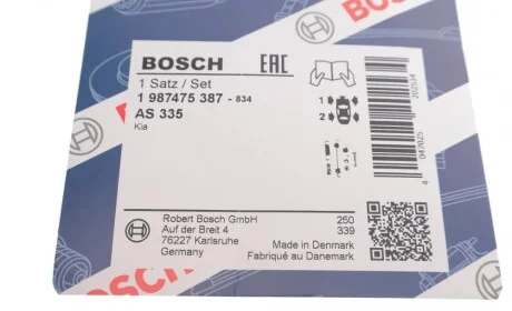 Монтажний к-кт гальмівних колодок BOSCH 1 987 475 387