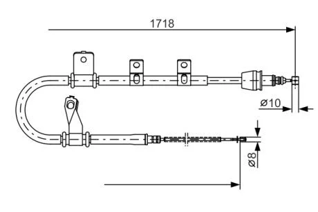 Тормозной трос 1718mm HYUNDAI Matrix RR RR01-10 BOSCH 1987482075