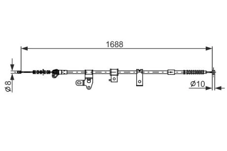 OYOTA трос ручного гальма задн. прав. Corola -07 BOSCH 1987482306