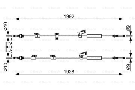 FORD трос ручного гальма задн. 1990/1885+1925/1805 мм GRAND C-MAX 10- BOSCH 1987482494 (фото 1)