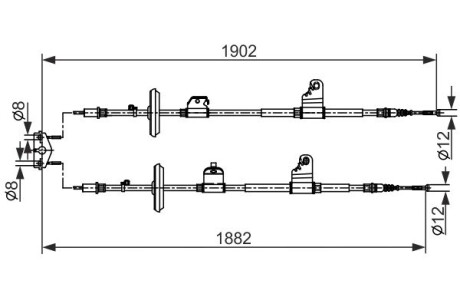 OPEL Трос ручного гальма MOKKA 1.4-1.8 13-, CHEVROLET TRAX 1.4-1.8 12- BOSCH 1987482562