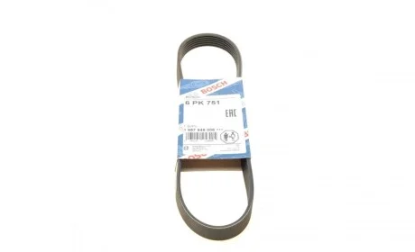Ремень генератора Peugeot Partner 1.8/VW Caddy 1.4/1.6 (ALT) 95-04 (6PK751) BOSCH 1 987 946 006