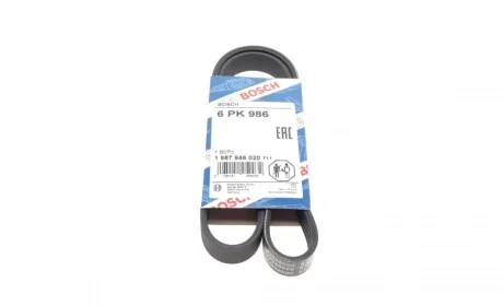 Ремень генератора BMW 1 (F20/F21)/3 (F30/F80) 1.6i 11-/Honda Civic VII/FR-V 1.7i 01- (6PK986) BOSCH 1 987 946 020