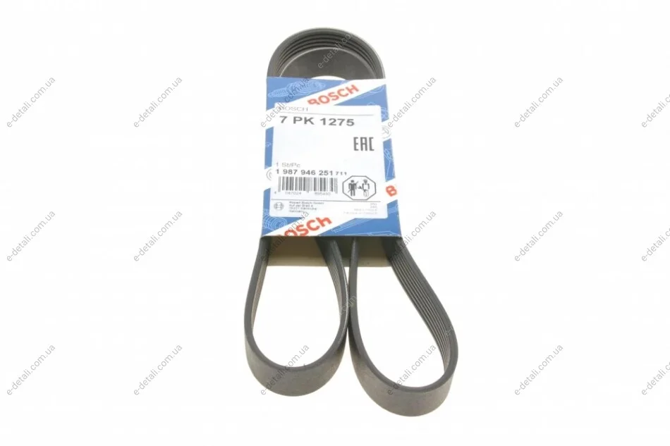 Ремень генератора VW Touareg 3.0 Hybrid 10-18/Audi A4/A6/A7/Q5/Q7 3.0TFSI 08-17 (7PK1275) BOSCH 1 987 946 251 (фото 1)
