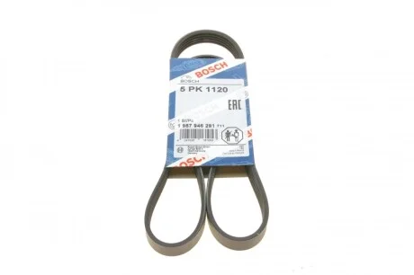 Ремень генератора VW Touareg 4.2 FSI 06-18/Audi A8/Q7 4.2FSI 06-12 (5PK1120) BOSCH 1 987 946 291