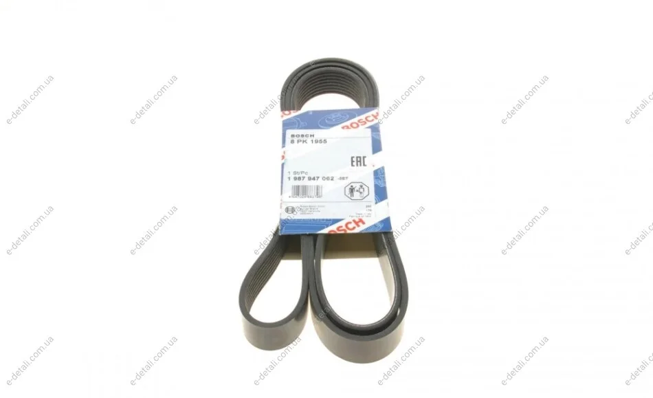 Ремень генератора MB Atego/Axor/Vario 98- (8PK1955) (OM900/904/906/924-926) BOSCH 1987947062 (фото 1)