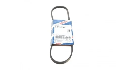 Ремінь генератора Renault Clio/Kangoo 1.2 98- (3PK740) BOSCH 1 987 947 572