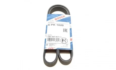 Ремень генератора Lada Kalina 1.4 08-13/ MB 190 (W201) 2.0-82-93/ 210-410 2.9 -96 (6PK1020) BOSCH 1 987 947 817