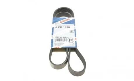 Ремінь генератора Renault Kangoo 1.9D 97-/Mazda 3/6/CX-5 2.2D 12-/Fiat Scudo 2.0 00-06 (6PK1190) BOSCH 1 987 947 818