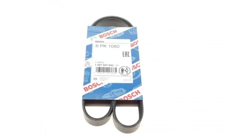 Ремень генератора VW Crafter 2.0TDI 11-16/Golf 1.4/1.6 97-05/Audi A1/A2/A4 1.4-2.0 01-18 (6PK1080) BOSCH 1 987 947 842