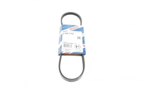 Ремень генератора Renault 19/Clio/Megane 1.2-1.6 88-03/Dacia Supernova 1.4 00-03 (3PK715) BOSCH 1 987 947 844
