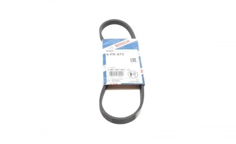 Ремень генератора Hyundai i10/i20/i30 1.1/1.6CRDi 08-13/Fiat Doblo/Punto/Stilo 1.2/1.4 01- (4PK673) BOSCH 1 987 947 961