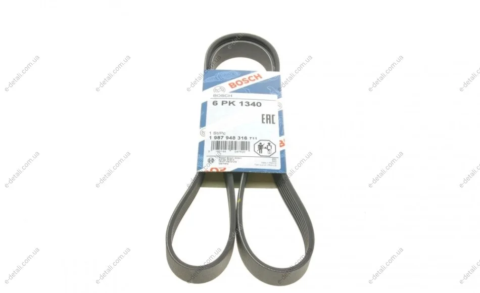 Ремень генератора Audi A6 2.5TDI 94-97/Ford Fiesta 1.4TDCi 01-12/Peugeot Partner 1.6HDi 05-(6PK1340) BOSCH 1 987 948 316 (фото 1)