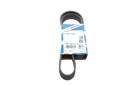 Ремінь генератора Renault Megane/Scenic 1.9dCi/2.0 03-/Nissan Juke 1.6 10- (7PK1122) BOSCH 1 987 948 317