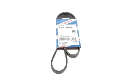 Ремінь генератора Renault Clio 1.2/1.4 90-98/Nissan Micra/Note 1.0-1.4 03-12 (4PK1075) BOSCH 1 987 948 361