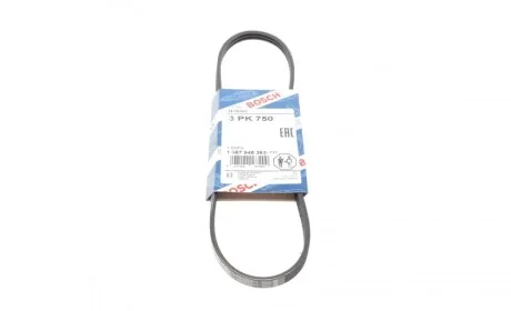 Ремінь генератора Renault Kangoo/Clio II 1.2 01-/Dacia Logan/Sandero 1.2 16V 06- (3PK750) BOSCH 1 987 948 363
