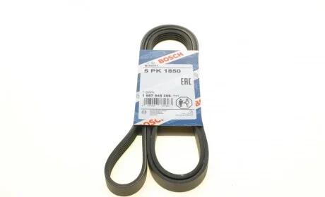 Ремень генератора BMW 5 (E39)/7 (E38) 2.5TDS 96-04/Hyundai Accent 1.5/1.6CRDI 05- (5PK1850) BOSCH 1 987 948 396