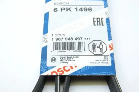 Ремінь генератора Mitsubishi L200 2.5DI-D 05-15 (6PK1496) BOSCH 1 987 948 497