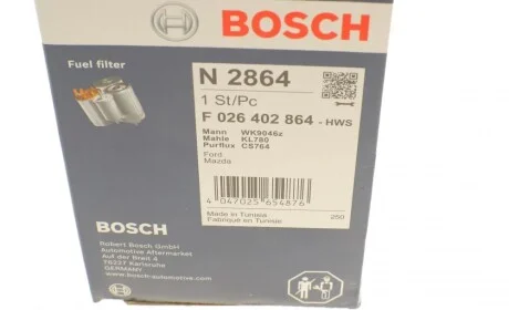 Фільтр паливний Ford Connect 1.6TDCI 13- BOSCH F 026 402 864