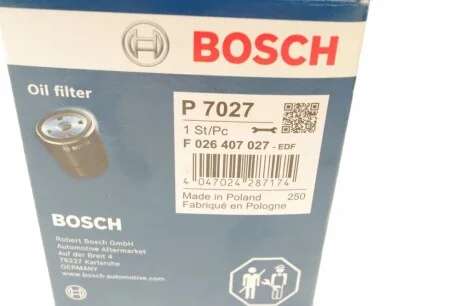 Фильтр масляный Smart Forfour 1.5CDi 03-08 Mitsubishi Colt 1.5 D 04-13 BOSCH F 026 407 027