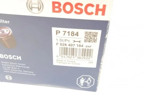 Фільтр масляний Renault Megane III/Laguna III 1.9dCi/3.0dCi 08- BOSCH F 026 407 184