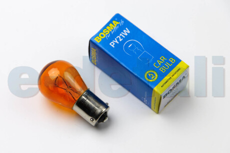 Автолампа BAU15S 12V 21W PY21W Янтарний в коробці 1шт BOSMA 0287S
