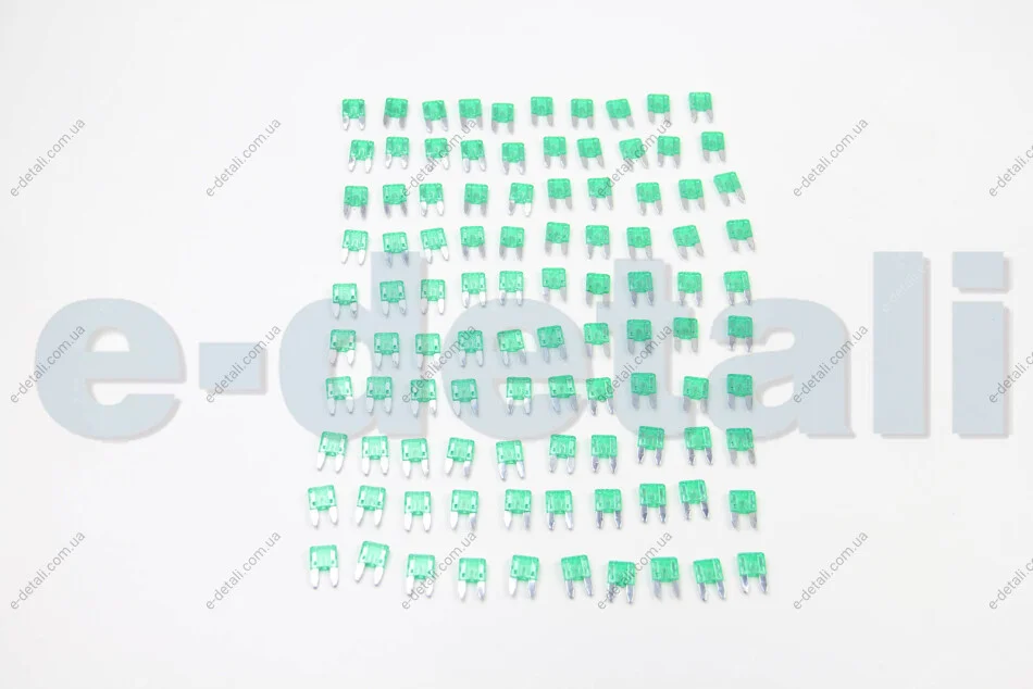 Предохранитель упаковка 100 шт MINI 10 MM 30A GREEN BOSMA 2041 (фото 1)
