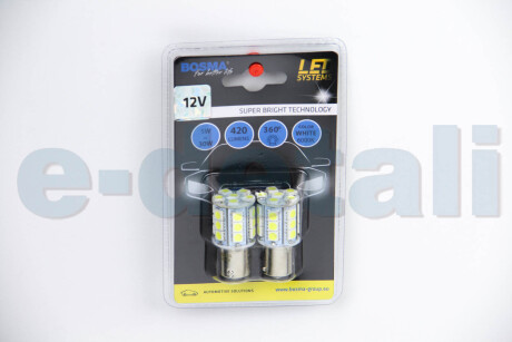 Автолампа BA15S LED 12V 24xSMD 5050 LED WHITE (2 шт) BOSMA 3086