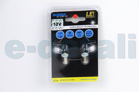 Автолампа BA9S LED 12V 1xSMD 5050 LEDWHITE (2 шт) BOSMA 3130