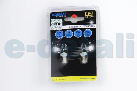 Автолампа BA9S LED 12V 1xSMD 5050 LEDWHITE (2 шт) BOSMA 3130