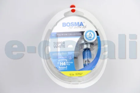 Автолампа H4 SUPER WHITE 12V 60/55W P43T Упаковка 2шт BOSMA 3462