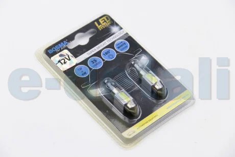 Автолампа SV8,5 LED 12V 1xSMD MEGA LED WHITE 10X31 (2 шт) BOSMA 3659