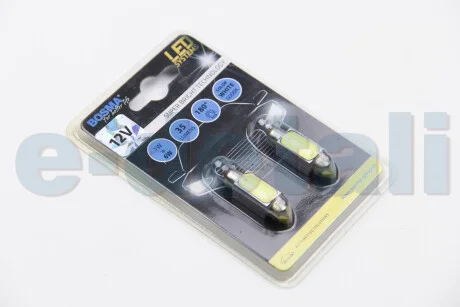 Автолампа SV8,5 LED 12V 1xSMD MEGA LED WHITE 10X36 (2 шт) BOSMA 3666