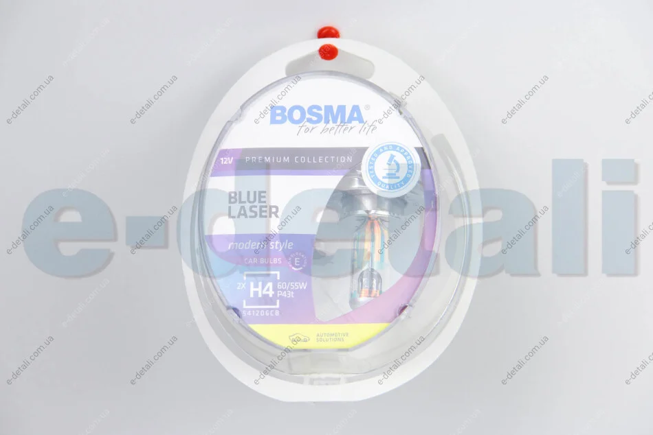 Автолампа H4 BLUE LASER 12V 60/55W P43T Упаковка 2шт BOSMA 3684 (фото 1)
