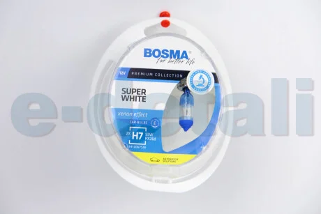 Автолампа H7 SUPER WHITE 12V 55W PX26D Упаковка 2шт BOSMA 3691