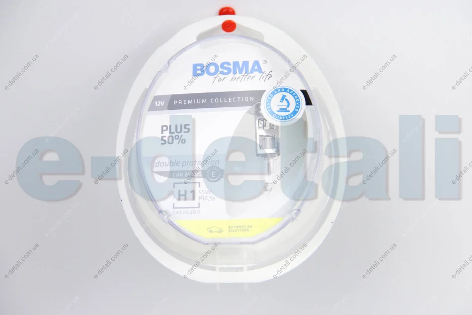 Автолампа H1 PLUS 50% 12V 55W P14,5S Упаковка 2шт BOSMA 4070 (фото 1)