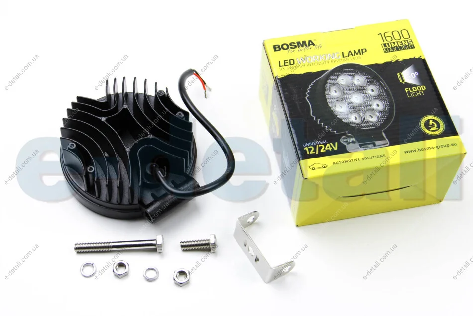ДополнительнаяФара WORK LED LAMP 12/24V 9XLED EPISTAR 3W 1600 LM 60° рассеянный луч, круглая (1 шт) BOSMA 6094 (фото 1)