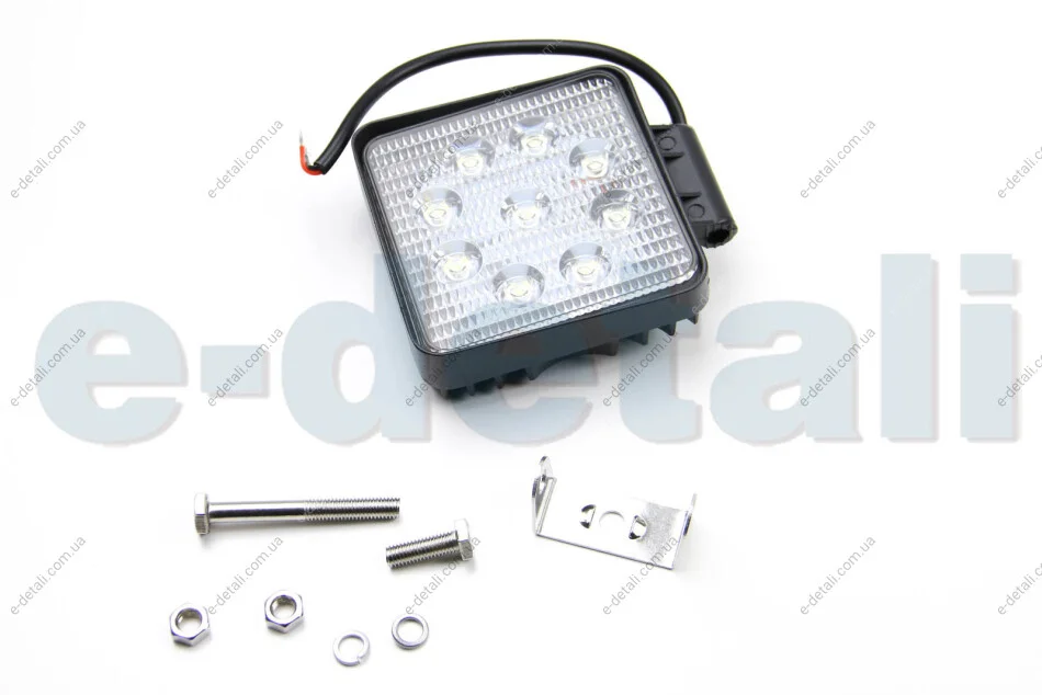 Фара додатк.WORK LED LAMP 12/24V 9XLED EPISTAR 3W 1600 LM 60° квадратна (1 шт) BOSMA 6100 (фото 1)