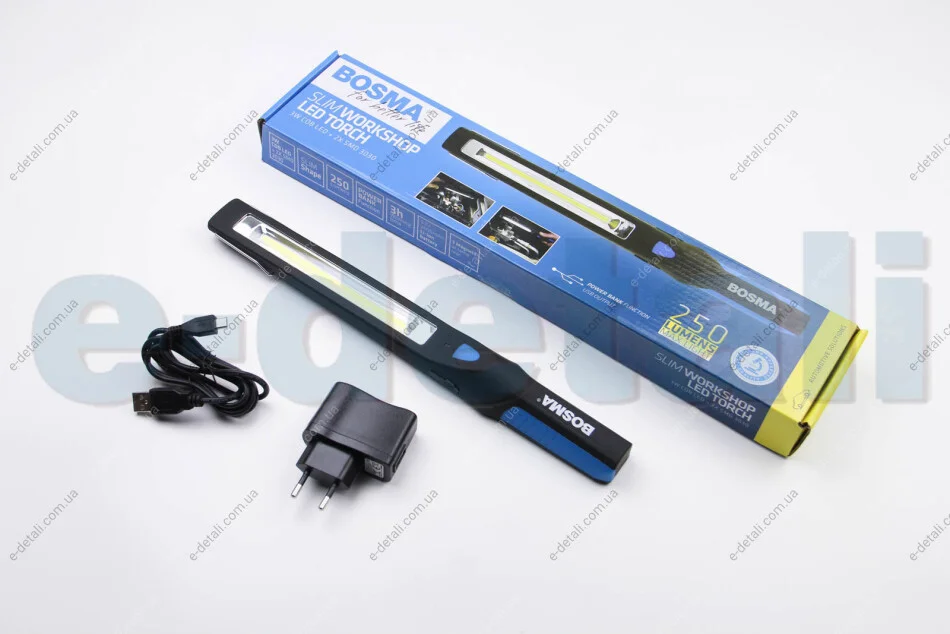 Фонарик LED SLIM TORCH 250Lm 3W COB LED + 2 x SMD 3030 BOSMA 6162 (фото 1)