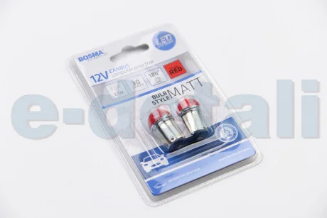Автолампа BA15S 12V 6xLED SMD2835 18x37MM RED MAT STYLE CANBUS (blister 2 шт) BOSMA 6513