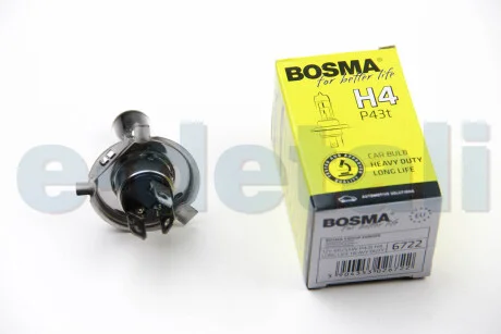 Автолампа H4 12V 60/55W P43T LONG LIFE HEAVY DUTY BOSMA 6722