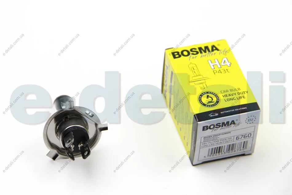 Автолампа H4 24V 75/70W P43T LONGLIFE HEAVY DUTY BOSMA 6760 (фото 1)